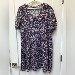 Multicolour flower collared dress button up.